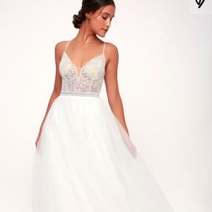 White beaded maxi dress